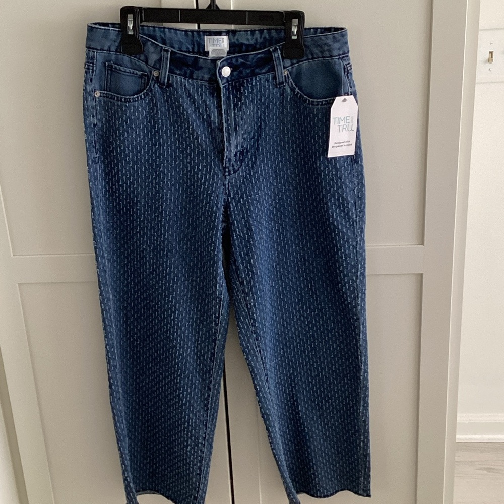 Time and Tru Dark Blue Textured Jeans
